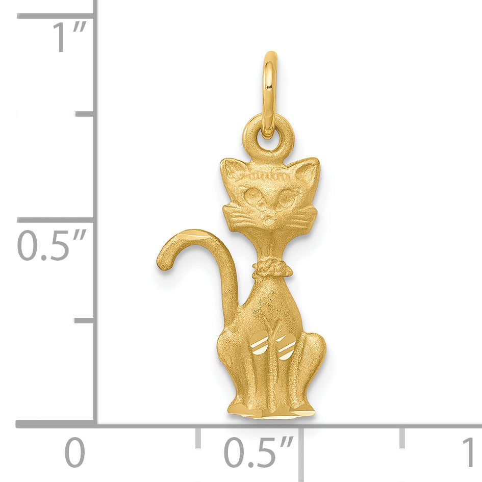 10K Gold Polished Solid Tom Cat Charm Elegant Themed Pendant 22mm