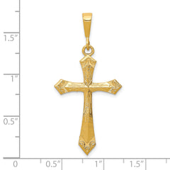 10K Solid Gold Polished Cross Charm Pendant 40mm Yellow Gold