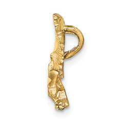 10K Gold Solid Eagle Charm with Polished Diamond-Cut Details