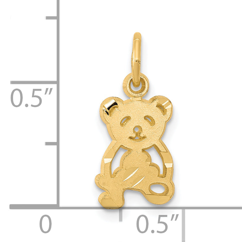 10K Gold Teddy Bear Charm with Polished Finish  Elegant Solid Design