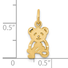 10K Gold Teddy Bear Charm with Polished Finish  Elegant Solid Design