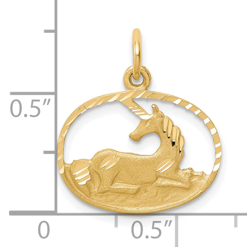 10K Gold Unicorn Charm with Polished Finish Solid Themed Design