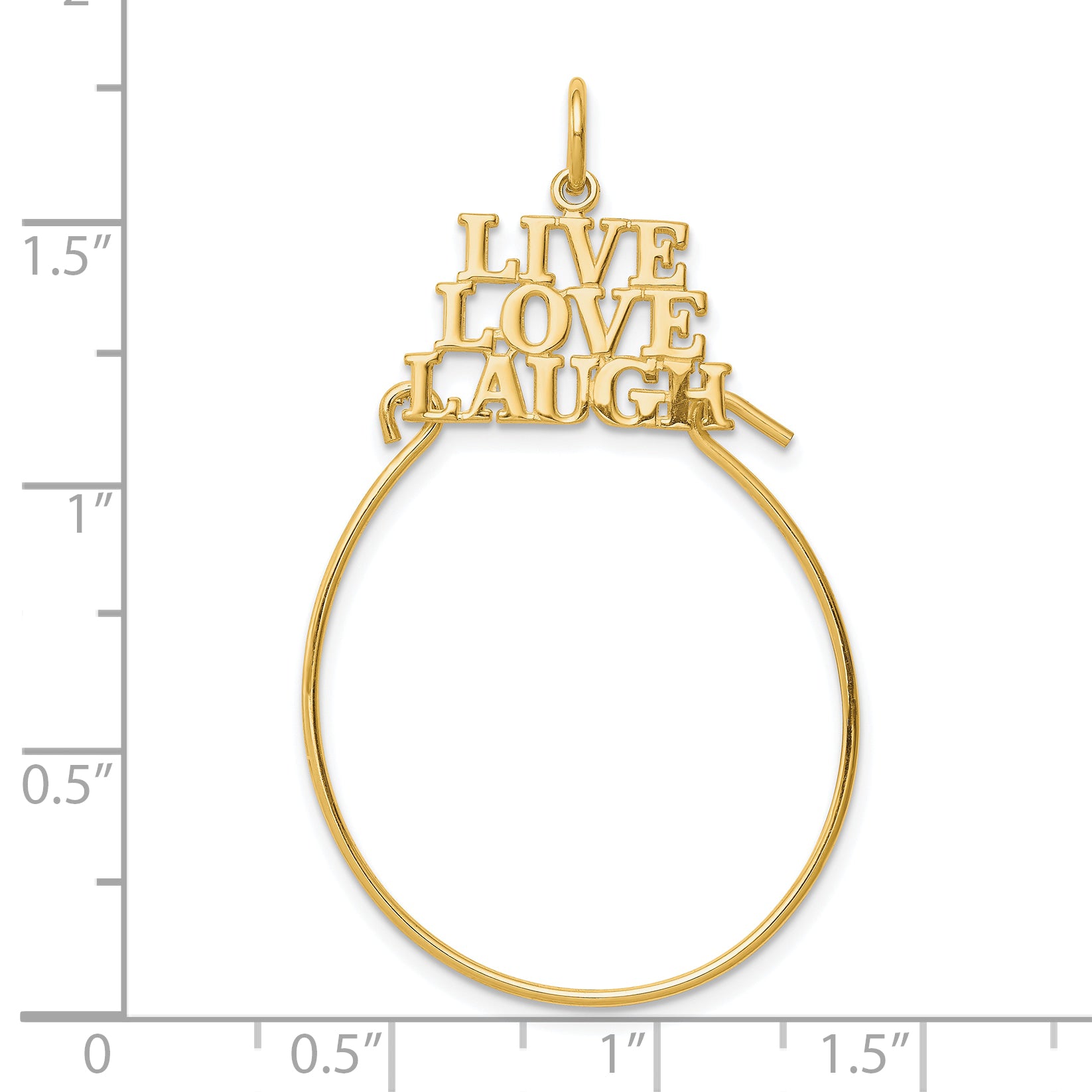 10K Gold Charm Holder with Polished Finish Live Love Laugh Design