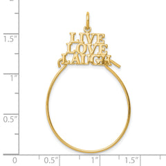 10K Gold Charm Holder with Polished Finish Live Love Laugh Design