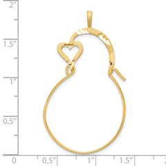 10K Gold Heart Charm Holder with Polished Finish 40mm Elegant Design