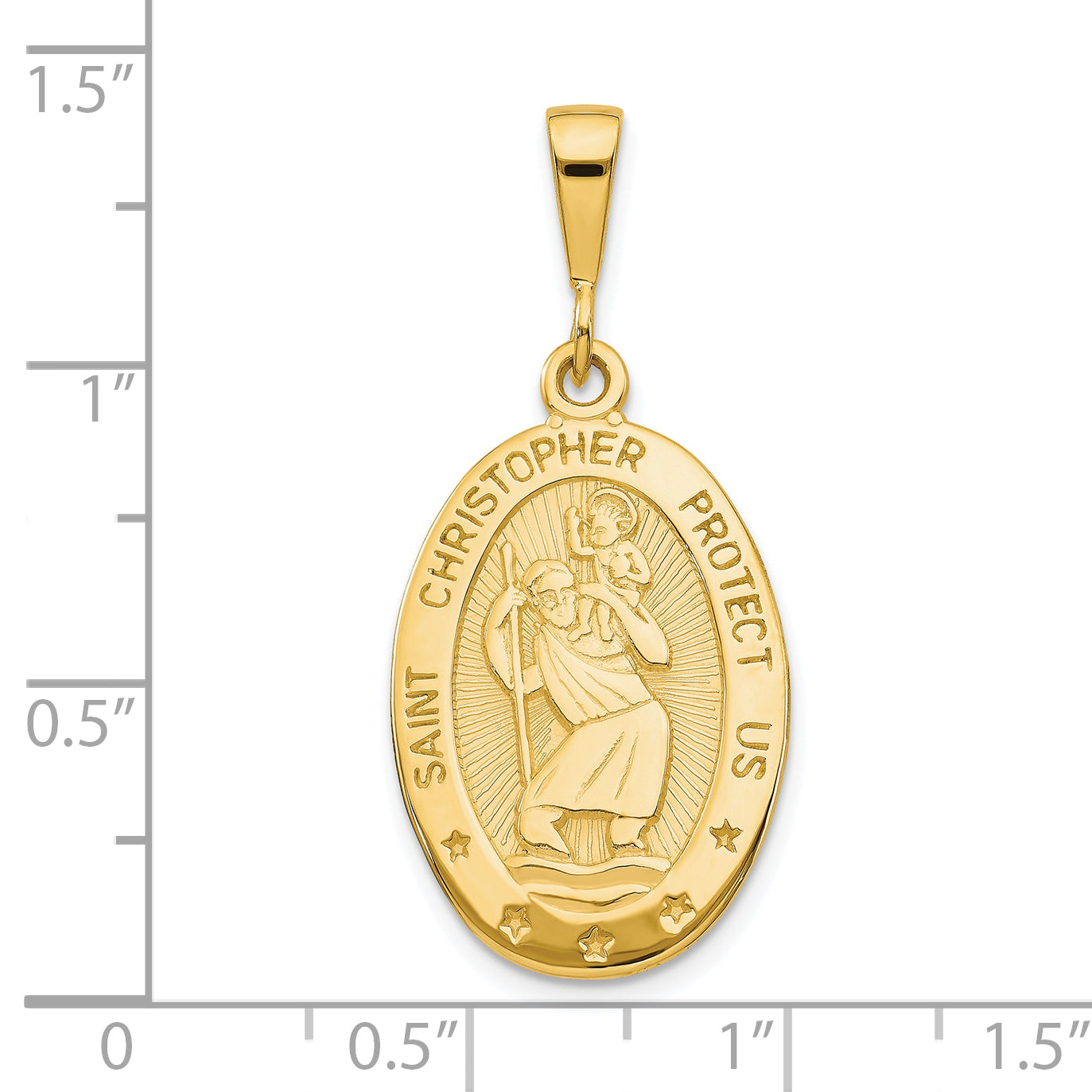 10K Gold St. Christopher Medal Polished Pendant Solid and Gift-Ready