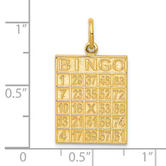 10K Solid Gold Bingo Card Charm with Polished Finish  Playful & Elegant