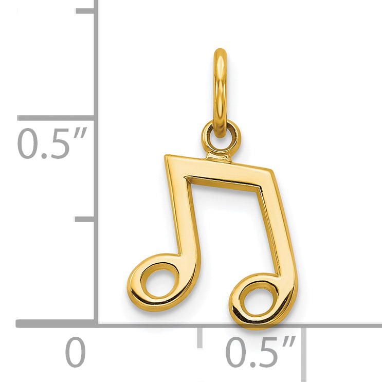 10K Gold Musical Note Charm Solid, Polished, Elegant Gift for Music Lovers