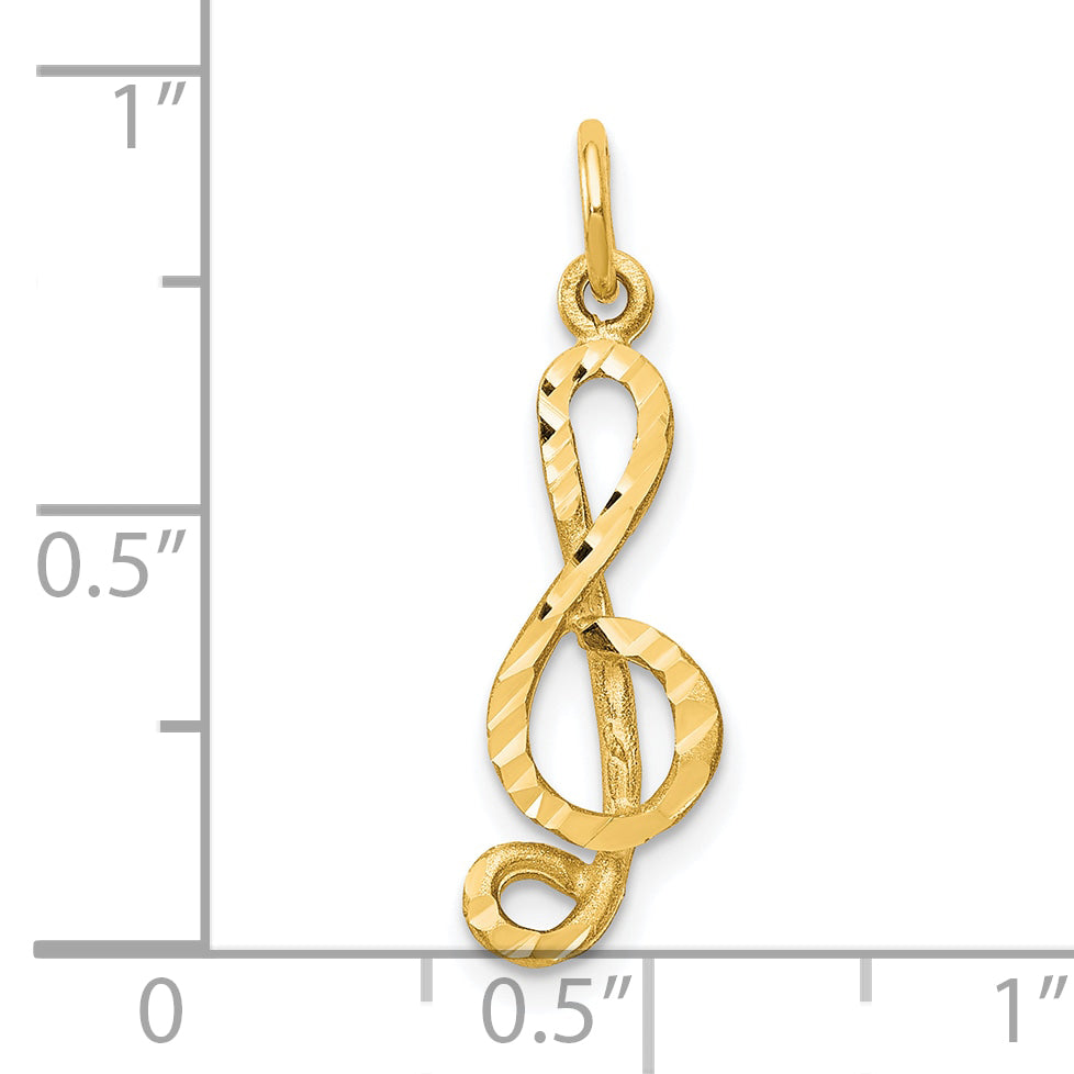 10K Gold Treble Clef Charm Pendant with Polished Finish  Elegant Musical Symbol