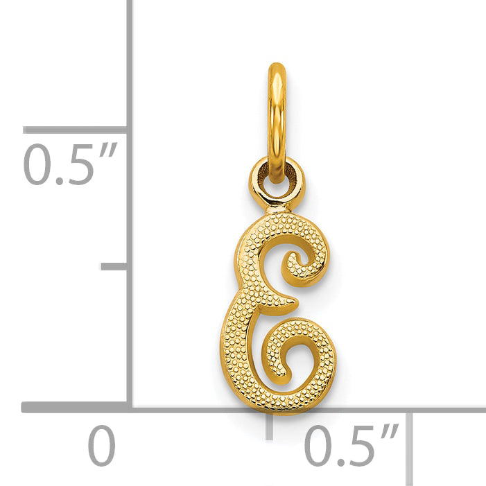 10K Yellow Gold Initial E Charm with Polished Solid Finish Elegant Design