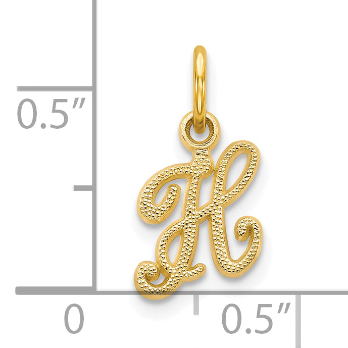 10K Gold Polished Initial H Charm Elegant Solid Design