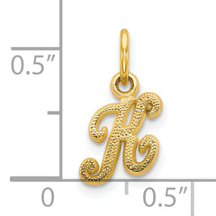 10K Gold Initial K Charm with Polished Solid Finish Elegant