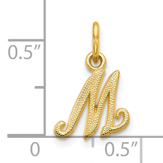 10K Gold Polished M Initial Charm Solid and Elegant Design