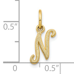 10K Gold Initial N Charm Polished Solid Elegant Pendant