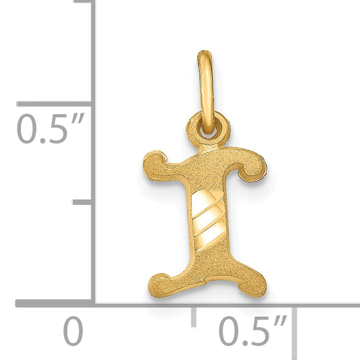 10K Gold Initial I Charm with Polished Finish Elegant and Solid Design