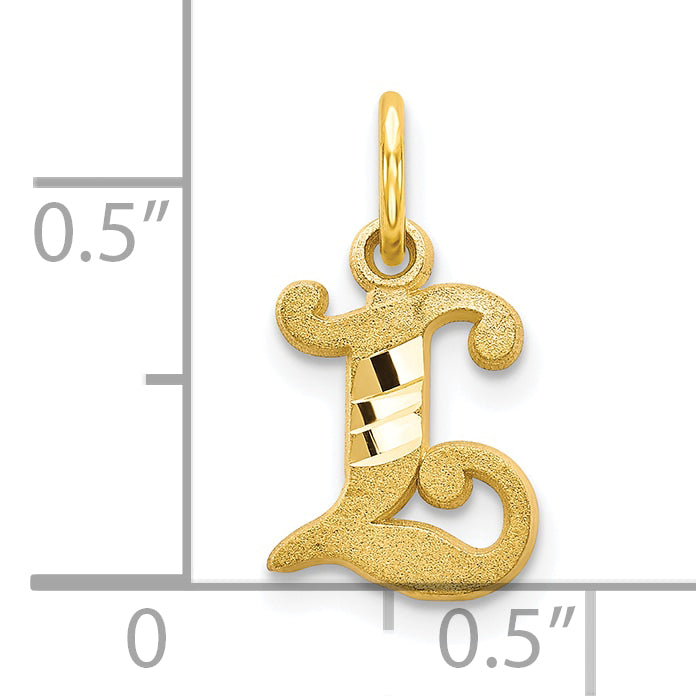 10K Yellow Gold Solid Polished L Initial Charm by Sophia Jewelers