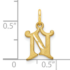 10K Gold Initial N Charm with Polished Finish Small and Solid