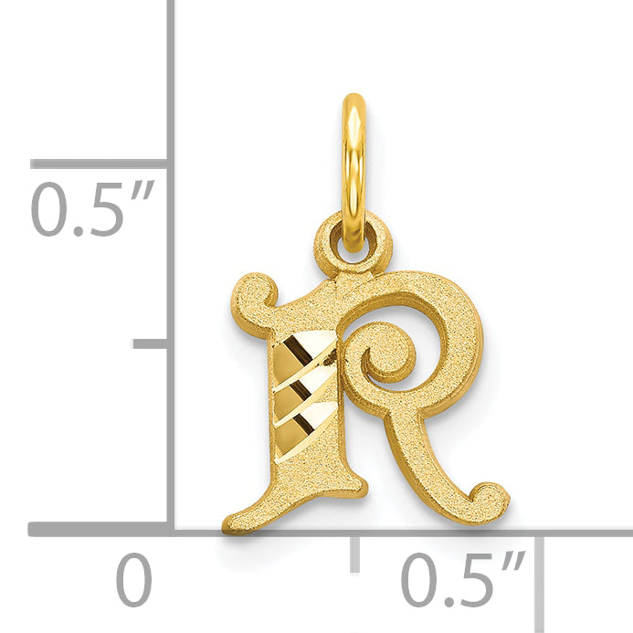 10K Gold Solid Polished Initial R Charm  Elegant Yellow Small Pendant