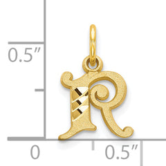 10K Gold Solid Polished Initial R Charm  Elegant Yellow Small Pendant