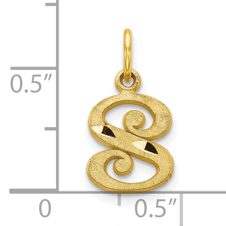 10K Gold Initial S Charm with Polished Finish  Elegant and Solid Design