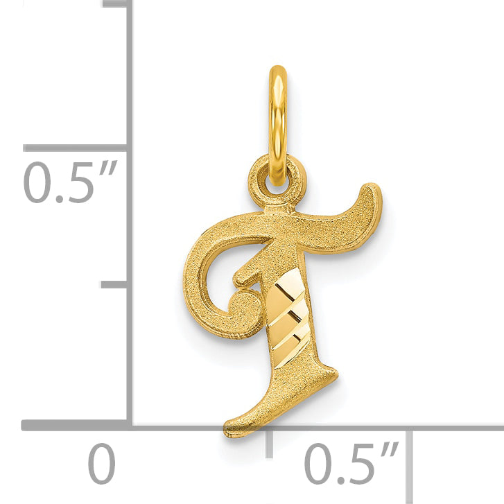 10K Yellow Gold Polished Initial T Charm Elegant, Solid Design