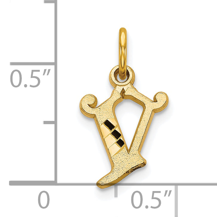 10K Yellow Gold Initial V Charm with Polished Finish Elegant and Petite