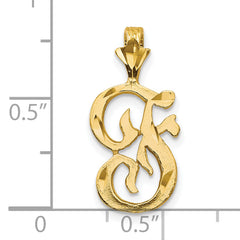 10K Yellow Gold Initial F Pendant with Polished Solid Finish