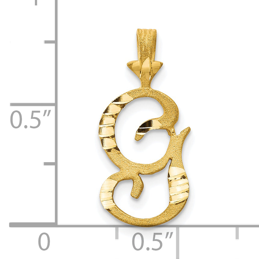 10K Gold Initial G Pendant with Polished Solid Finish