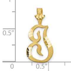 10K Gold Solid Initial I Pendant with Polished Finish  Elegant and Timeless