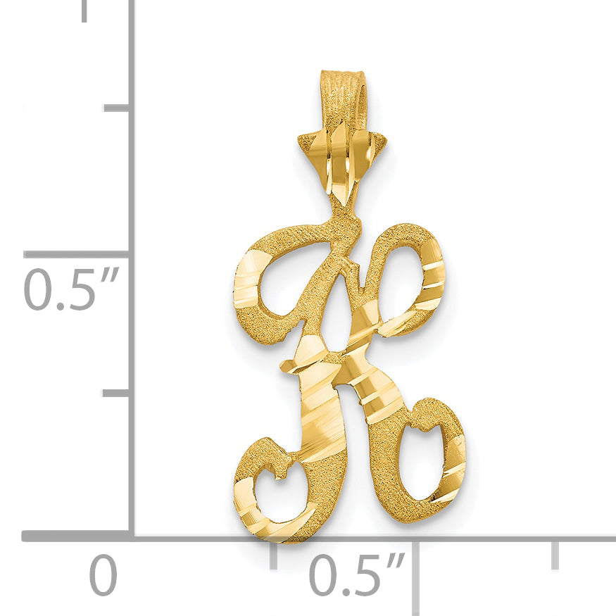 10K Yellow Gold Initial K Pendant with Polished Solid Finish