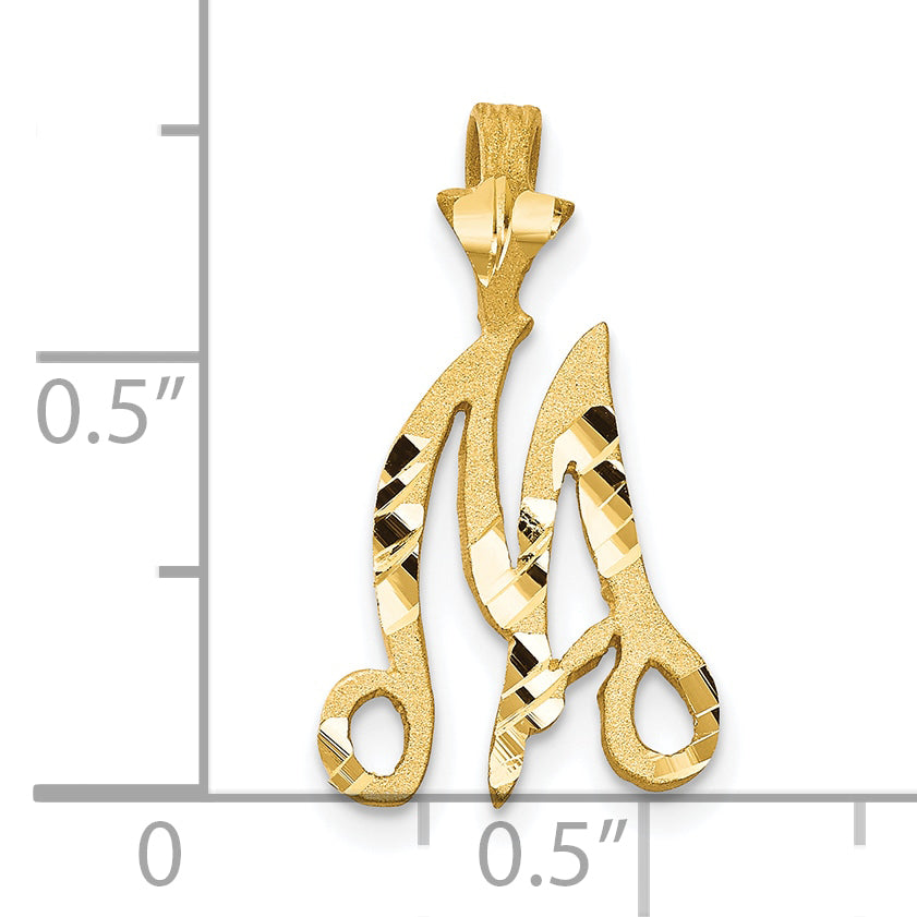 10K Yellow Gold Initial M Pendant with Polished Solid Finish