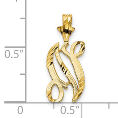 10K Gold Polished Initial N Pendant  Elegant, Solid Design