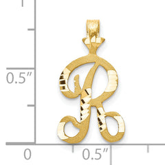 10K Gold Initial R Pendant with Polished Solid Design