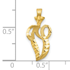 10K Gold Initial V Pendant with Polished Finish Elegant and Solid Design