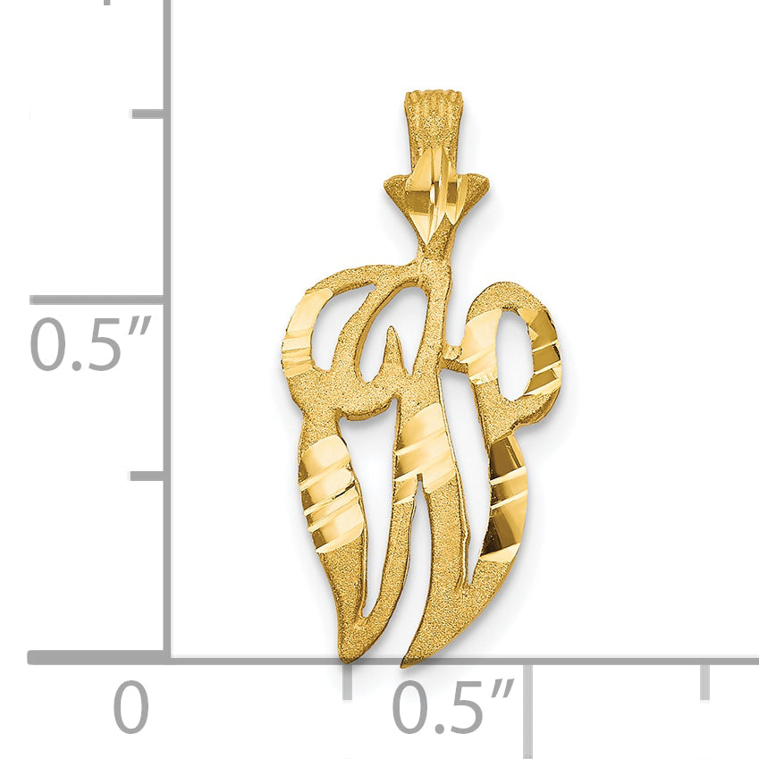 10K Gold Initial W Pendant with Polished Finish Elegant and Solid Design