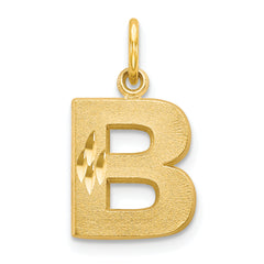 10K Satin Diamond-cut Initial B Charm