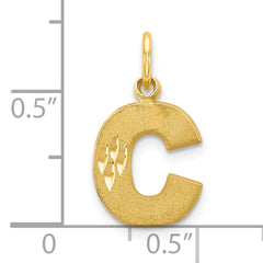 10K Gold Satin Diamond-Cut Initial C Charm  Polished & Solid