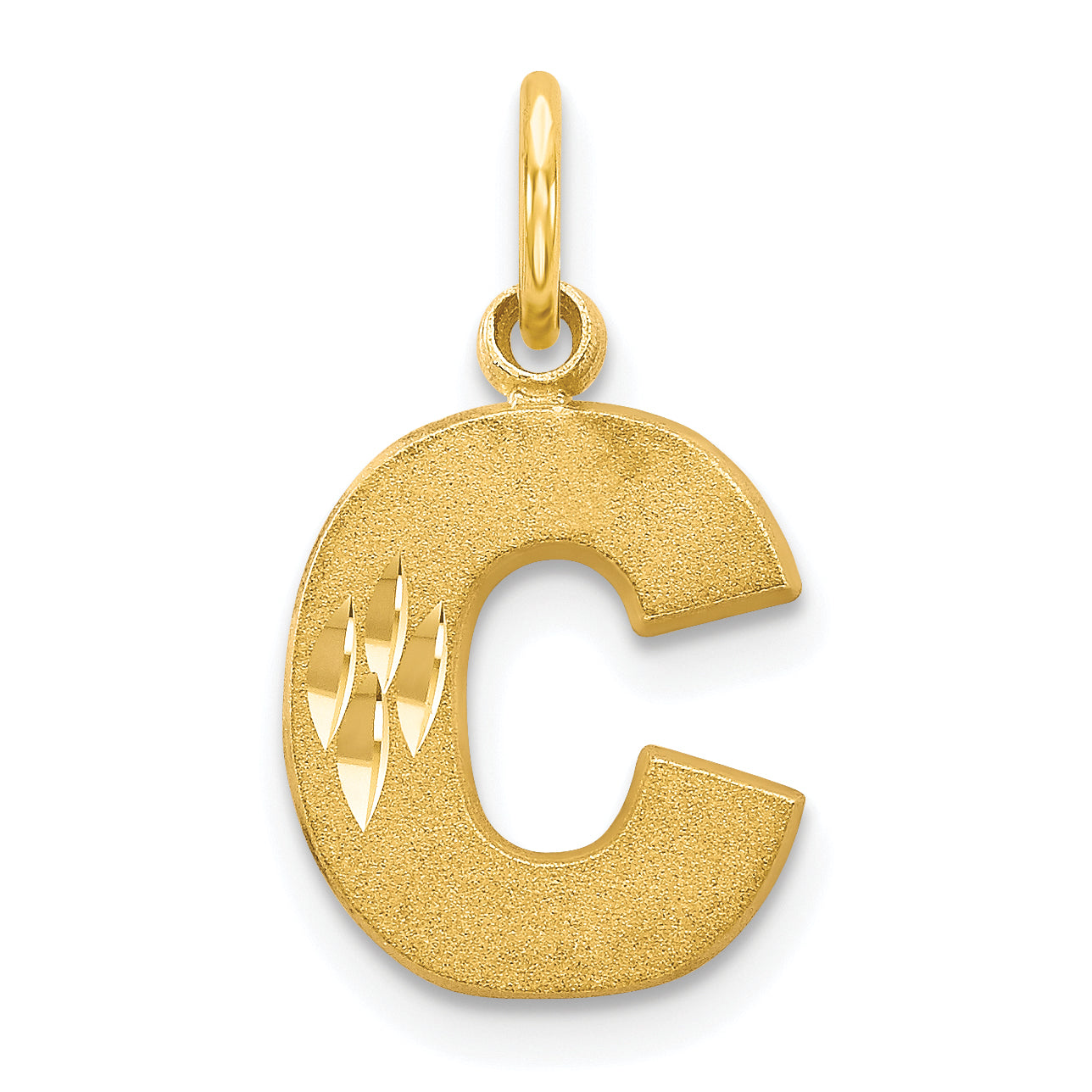 10K Satin Diamond-cut Initial C Charm