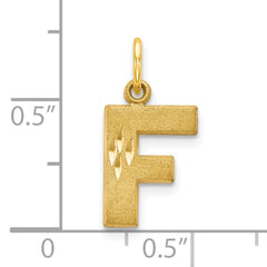 10K Gold Solid Brushed Initial F Charm Elegant Personalized Jewelry