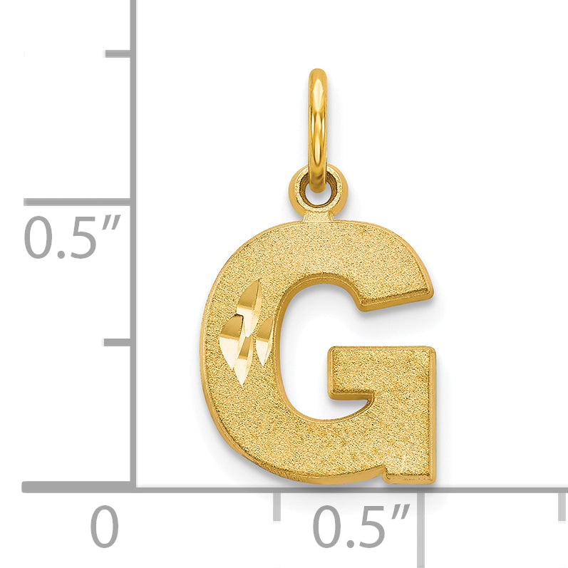 10K Yellow Gold Initial G Charm with Brushed Finish Elegant Gift