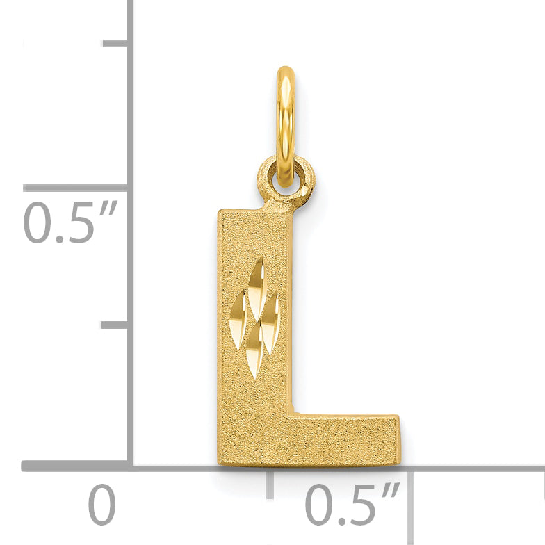 10K Yellow Gold Brushed Initial L Charm  Solid & Elegant Design