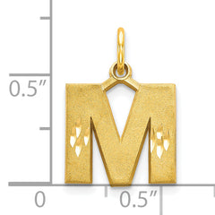 10K Gold Brushed Initial M Charm  Solid, Elegant Yellow Gold Design