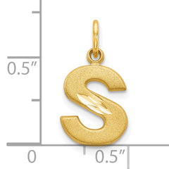 10K Yellow Gold Brushed Initial S Charm  Solid & Elegant Design