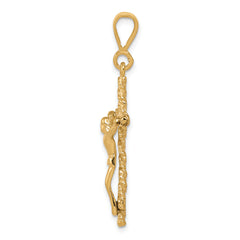 10K Gold Solid Crucifix Pendant with Polished Finish  Classic and Elegant