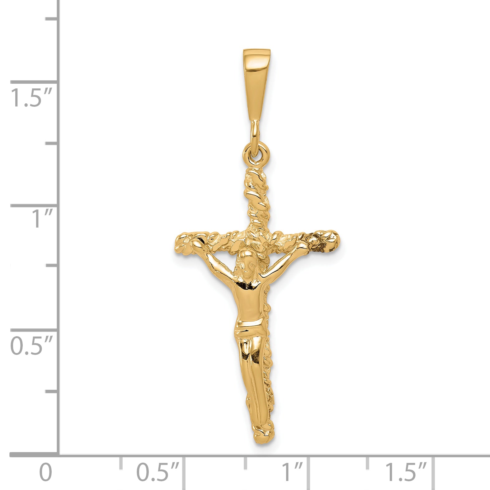 10K Gold Solid Crucifix Pendant with Polished Finish  Classic and Elegant