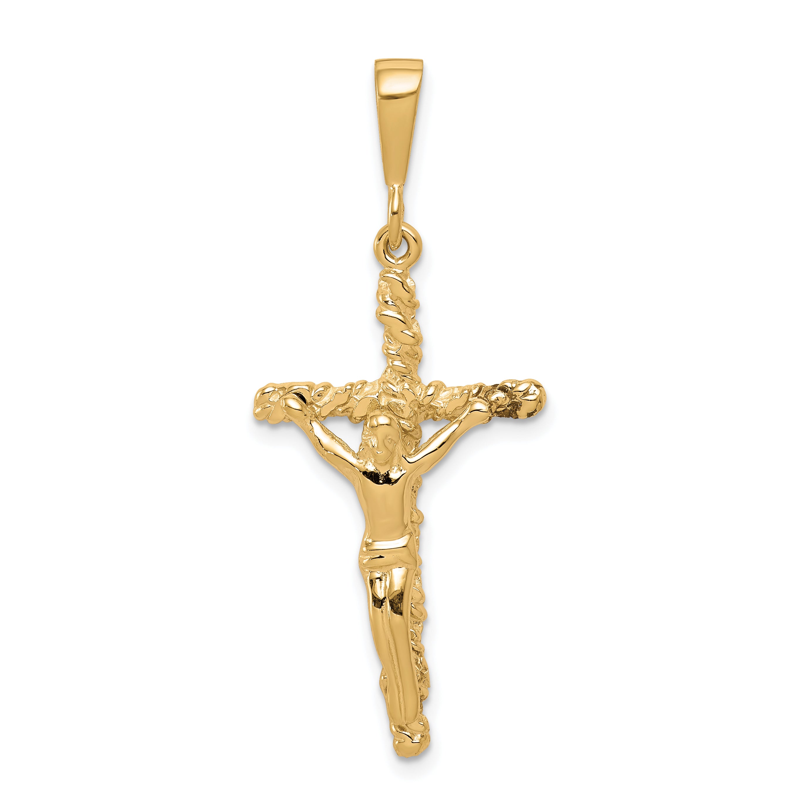 10k Solid Polished Crucifix Pendant