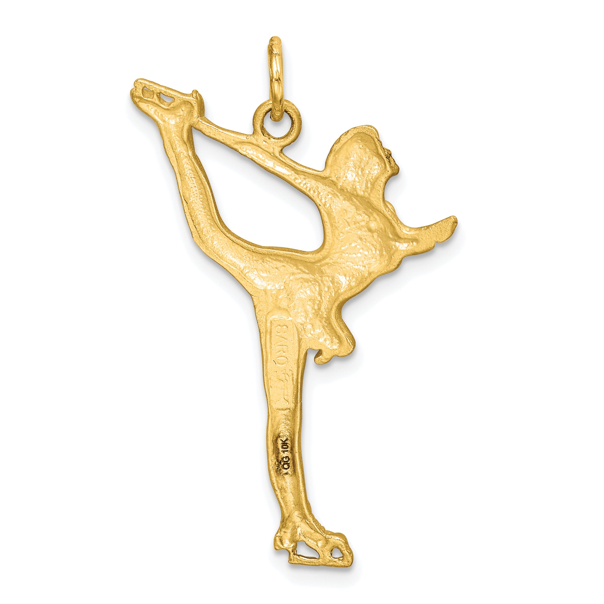 10K Gold Diamond-Cut Figure Skater Charm with Polished Finish