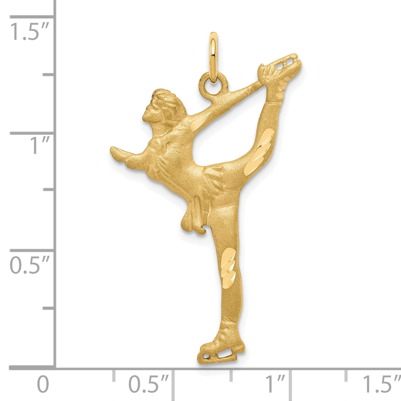 10K Gold Diamond-Cut Figure Skater Charm with Polished Finish