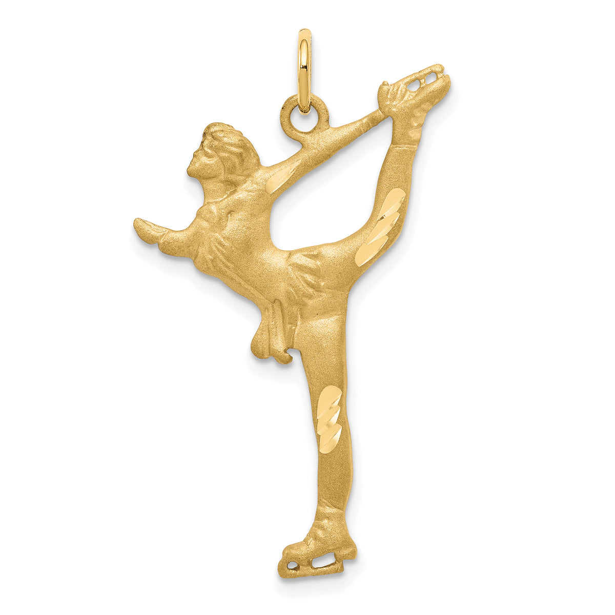 10k Solid Diamond-cut Figure Skater Charm