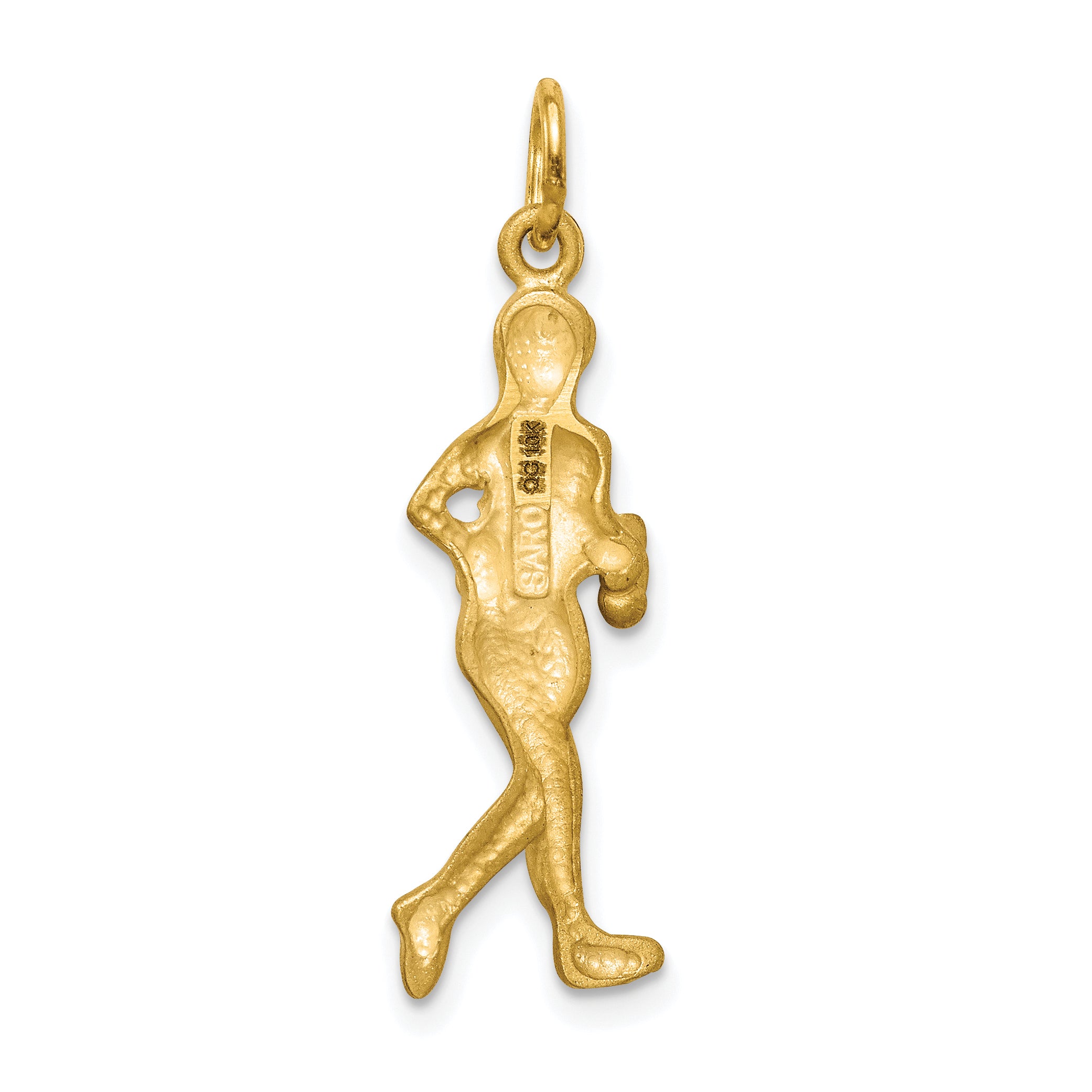 10K Solid Gold Runner Charm with Polished Finish Elegant Design